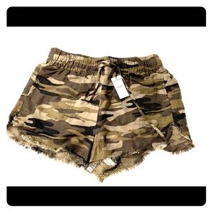 Express Camo Linen-Blend Utility Shortie